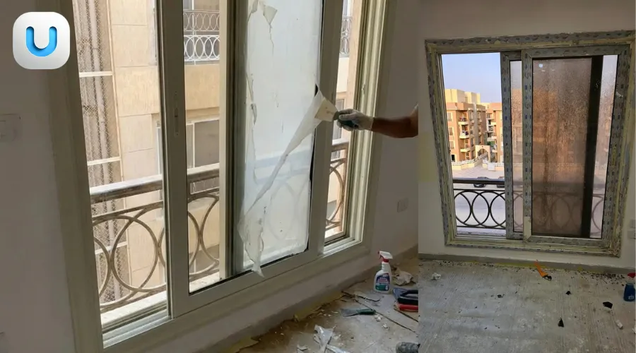 تنظيف استيكر الالمويتال من الداخل والخارج