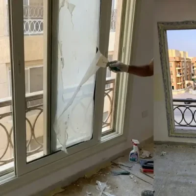 تنظيف استيكر الالمويتال من الداخل والخارج